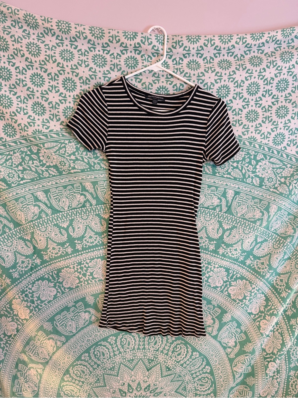 Brandy Melville Black and White Striped Bodycon Dress